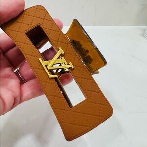 Beautiful!! Brown Hair Clip with LV Gold Accent.